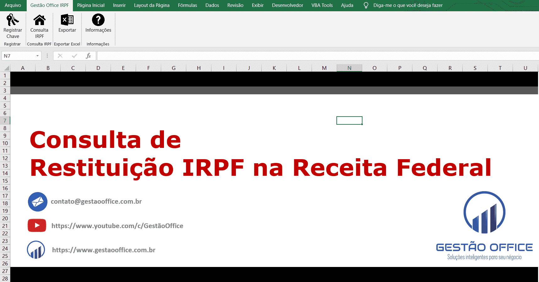 Planilha de consulta Restituição IRPF Gestão Office VBA